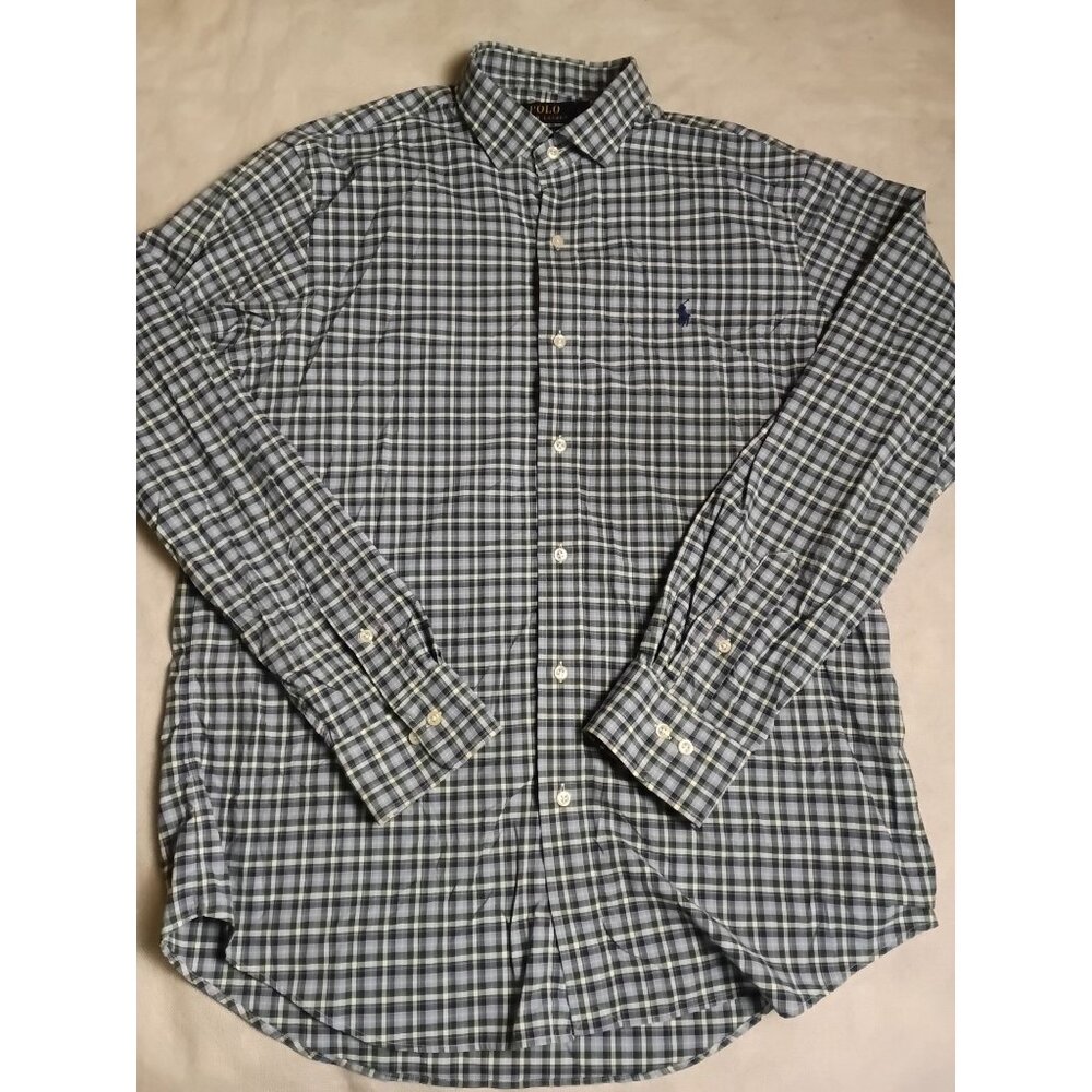 Polo Ralph Lauren Performance Shirt Mens Large Dress Blue Wicking